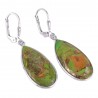 Green Copper Turquoise  Gemstone Sterling Silver Dangling Earring | Jewels Artisan