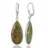 Green Copper Turquoise  Gemstone Sterling Silver Dangling Earring | Jewels Artisan
