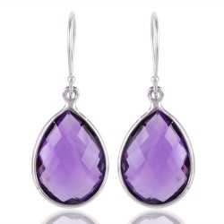 Amethyst Briolet  Gemstone Sterling Silver Dangling Earring | Jewels Artisan