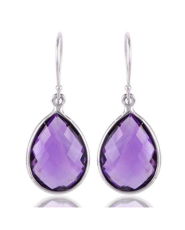 Amethyst Briolet  Gemstone Sterling Silver Dangling Earring | Jewels Artisan