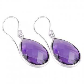 Amethyst Briolet  Gemstone Sterling Silver Dangling Earring | Jewels Artisan