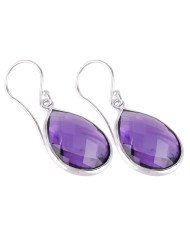 Amethyst Briolet  Gemstone Sterling Silver Dangling Earring | Jewels Artisan