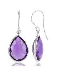 Amethyst Briolet  Gemstone Sterling Silver Dangling Earring | Jewels Artisan