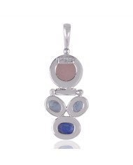 Natural Aquamarine and Rainbow moonstone Gemstone Sterling Silver Pendants | Jewels Artisan
