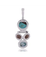 Natural Smoky Quartz Tibetan Turquoise Gemstone Sterling Silver Pendants | Jewels Artisan
