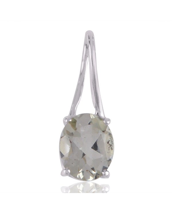 Natural Green Amethyst Gemstone Sterling Silver Pendant | Jewels Artisan