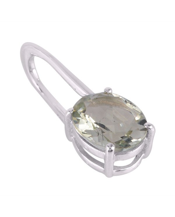 Natural Green Amethyst Gemstone Sterling Silver Pendant | Jewels Artisan