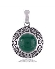 Natural Green Onyx Gemstone Sterling Silver Pendant | Jewels Artisan