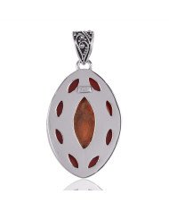 Natural Sponge Coral and Red Coral Gemstone Sterling Silver Pendant