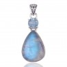 Rainbow Moonstone Blue Topaz Silver Pendant