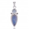Natural Rainbow Moonstone Sky Blue Topaz and Pearl Gemstone Sterling Silver Pendant | Jewels Artisan