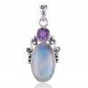 Natural  Amethyst  Rainbow moonstone Gemstone Sterling Silver Pendant | Jewels Artisan