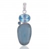 Natural  Aquamarine  Sky Blue Topaz Gemstone Sterling Silver Pendant | Jewels Artisan