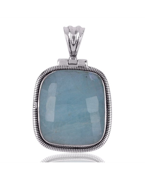 Natural  Aquamarine Gemstone Sterling Silver Pendant | Jewels Artisan