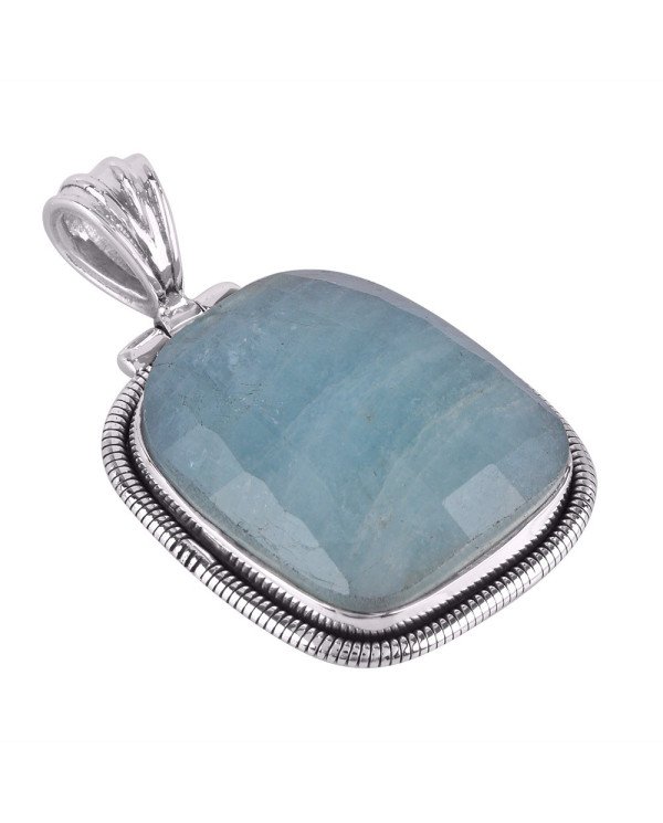 Natural  Aquamarine Gemstone Sterling Silver Pendant | Jewels Artisan