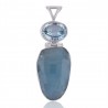 Natural  Aquamarine  Sky Blue Topaz Gemstone Sterling Silver Pendant | Jewels Artisan