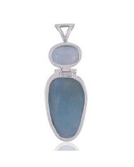 Natural  Aquamarine  Sky Blue Topaz Gemstone Sterling Silver Pendant | Jewels Artisan