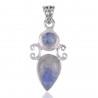 Natural Rainbow Moonstone Gemstone Sterling Silver Pendant