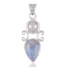 Natural  Rainbow Moonstone  Pearl  Gemstone Sterling Silver Pendant | Jewels Artisan