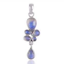 Natural Rainbow Moonstone  Gemstone Sterling Silver Pendant | Jewels Artisan