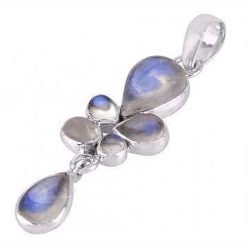 Natural Rainbow Moonstone  Gemstone Sterling Silver Pendant | Jewels Artisan