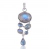Natural Rainbow Moonstone Gemstone Sterling Silver Pendant | Jewels Artisan
