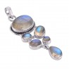 Natural Rainbow Moonstone Gemstone Sterling Silver Pendant | Jewels Artisan