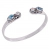 Natural Swiss Blue Topaz Pearl Gemstone Sterling Silver Bracelet | Jewels Artisan