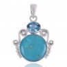 Natural Arizona Turquoise Sky Blue Topaz Gemstone Sterling Silver Pendant | Jewels Artisan