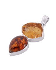 Natural Amber Citrine Gemstone Sterling Silver Pendant | Jewels Artisan