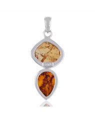 Natural Amber Citrine Gemstone Sterling Silver Pendant | Jewels Artisan