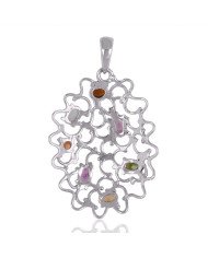 Natural Tourmaline Gemstone Sterling Silver Pendant | Jewels Artisan
