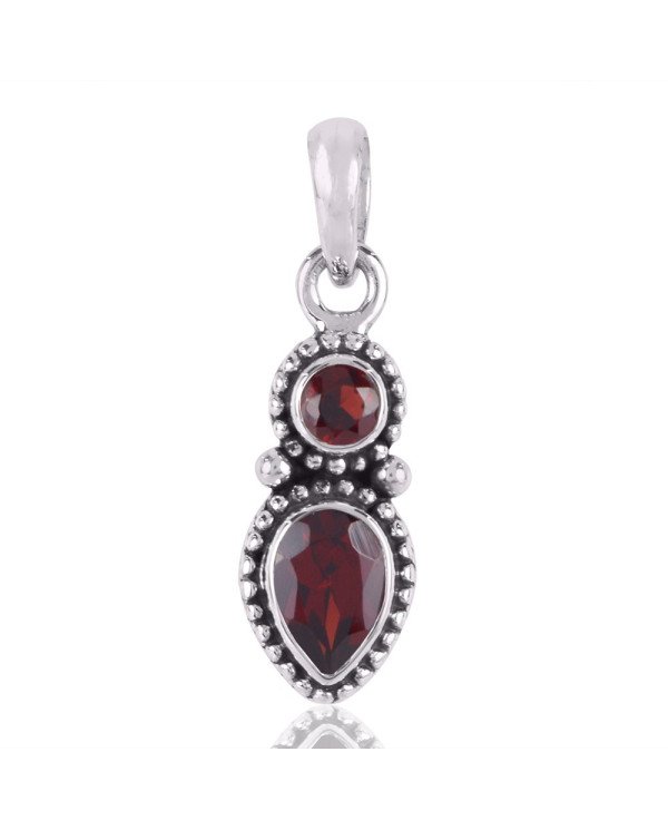 Natural Garnet Gemstone Sterling Silver Pendant | Jewels Artisan