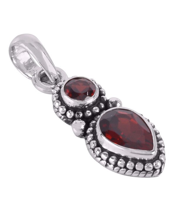 Natural Garnet Gemstone Sterling Silver Pendant | Jewels Artisan
