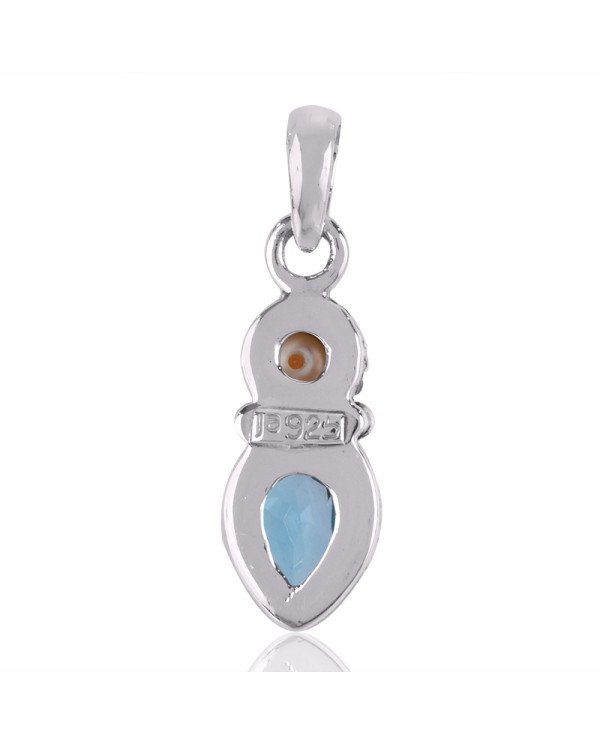 Natural Sky Blue Topaz Pearl Gemstone Sterling Silver Pendant | Jewels Artisan