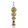 Natural Amber Citrine Garnet Gemstone Sterling Silver Pendant | Jewels Artisan