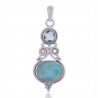 Natural Larimar Sky Blue Topaz Gemstone Sterling Silver Pendant | Jewels Artisan