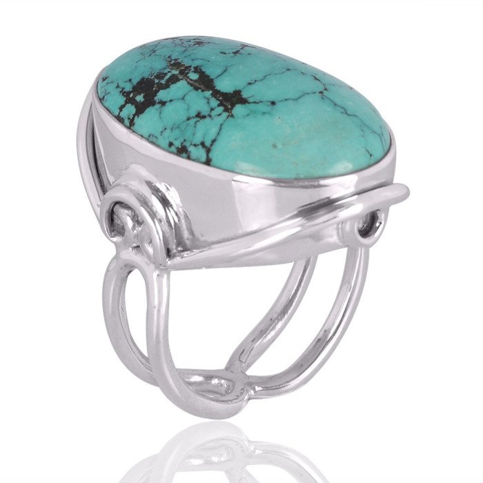 Natural Tibetan Turquoise Gemstone Sterling Silver Ring | Jewels Artisan