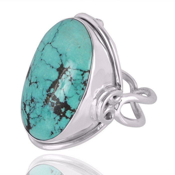 Natural Tibetan Turquoise Gemstone Sterling Silver Ring | Jewels Artisan