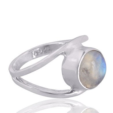 Rainbow Moonstone Gemstone 925 Sterling Silver Ring