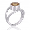 Sterling Silver Round Citrine Gemstone Ring
