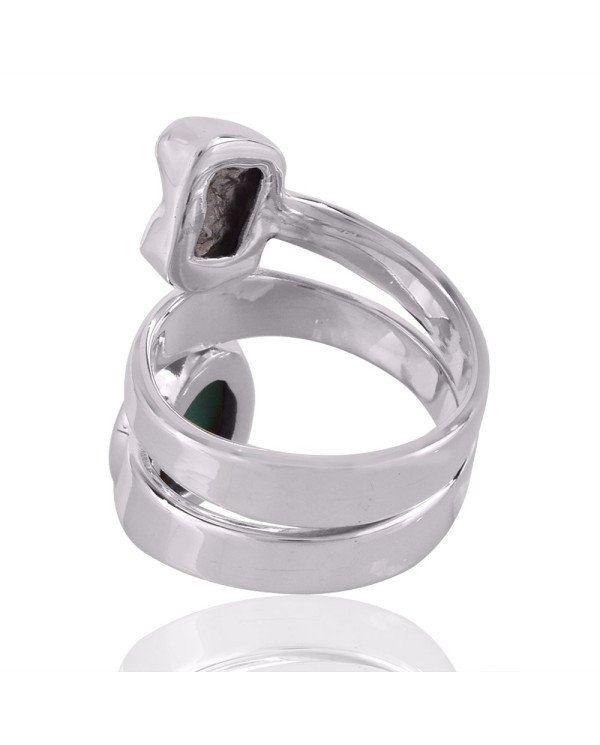 Natural Meteorite Rough Tibetan Turquoise Gemstone Sterling Silver Ring | Jewels Artisan