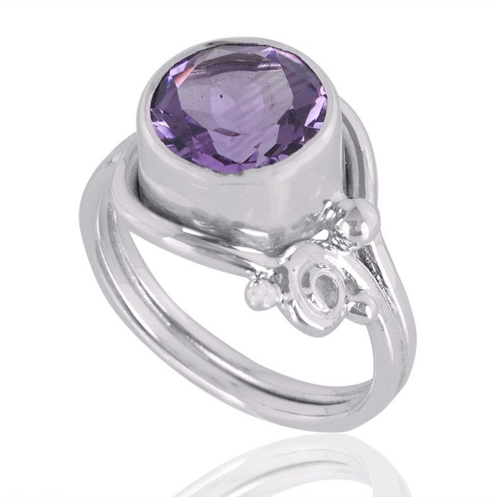 Natural Amethyst Gemstone Sterling Silver Ring | Jewels Artisan