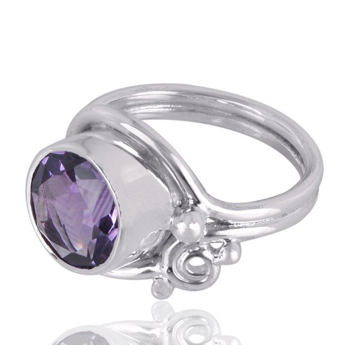 Natural Amethyst Gemstone Sterling Silver Ring | Jewels Artisan