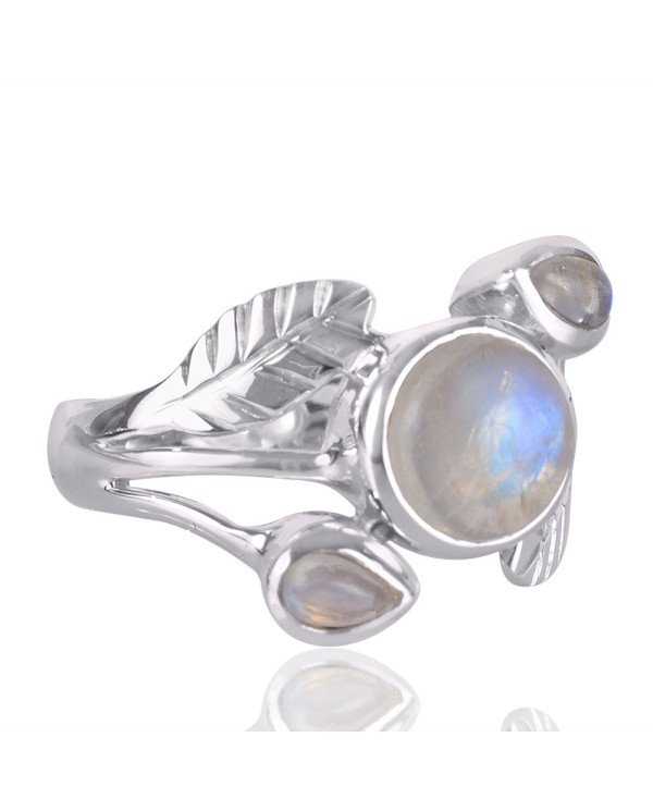 Natural Rainbow Moonstone Gemstone Sterling Silver Ring | Jewels Artisan