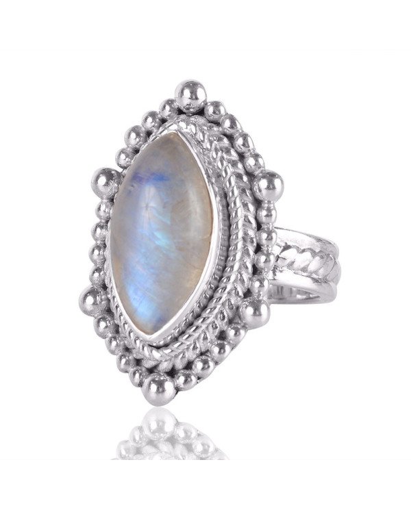 Natural Rainbow Moonstone Gemstone Sterling Silver Ring | Jewels Artisan