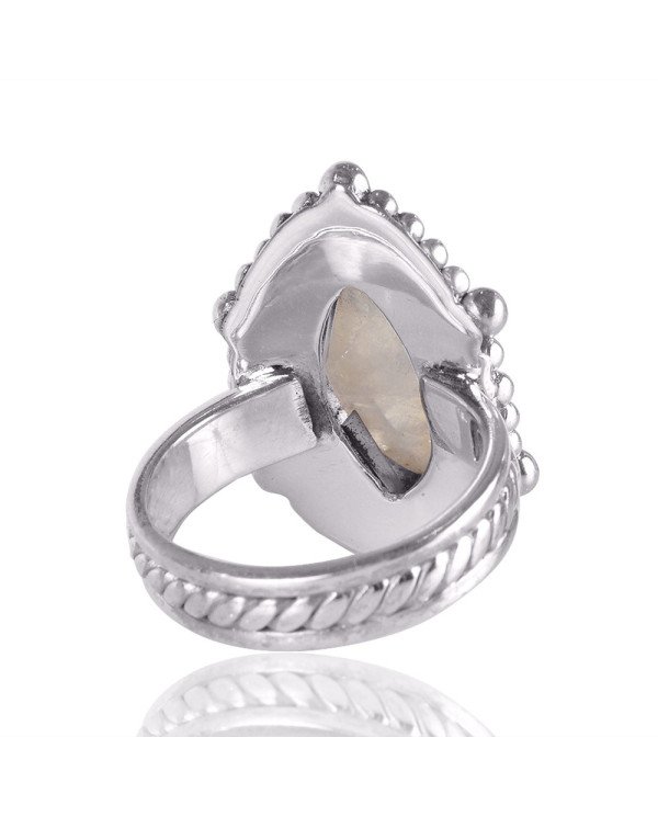Natural Rainbow Moonstone Gemstone Sterling Silver Ring | Jewels Artisan