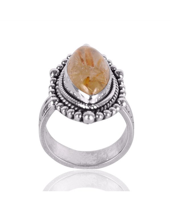 Natural Rutilated Quartz Gemstone Sterling Silver Ring | Jewels Artisan