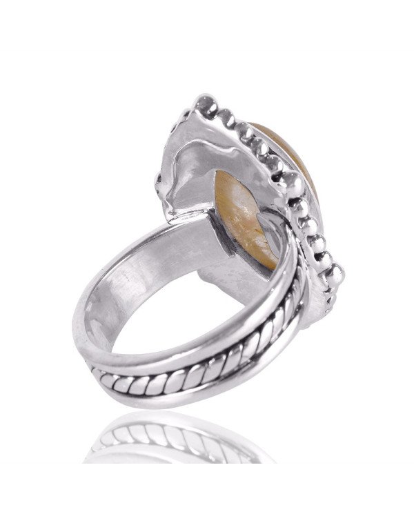 Natural Rutilated Quartz Gemstone Sterling Silver Ring | Jewels Artisan