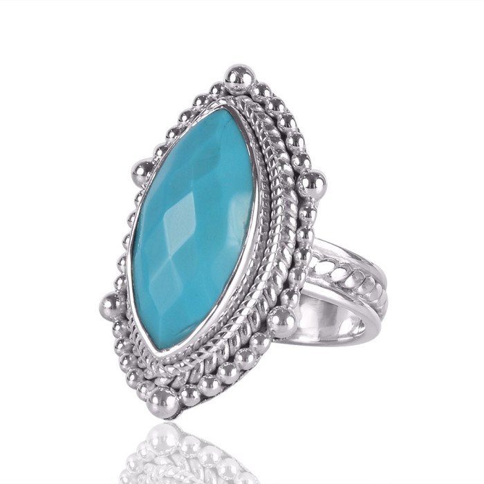 Natural Arizona Turquoise Gemstone Sterling Silver Ring | Jewels Artisan